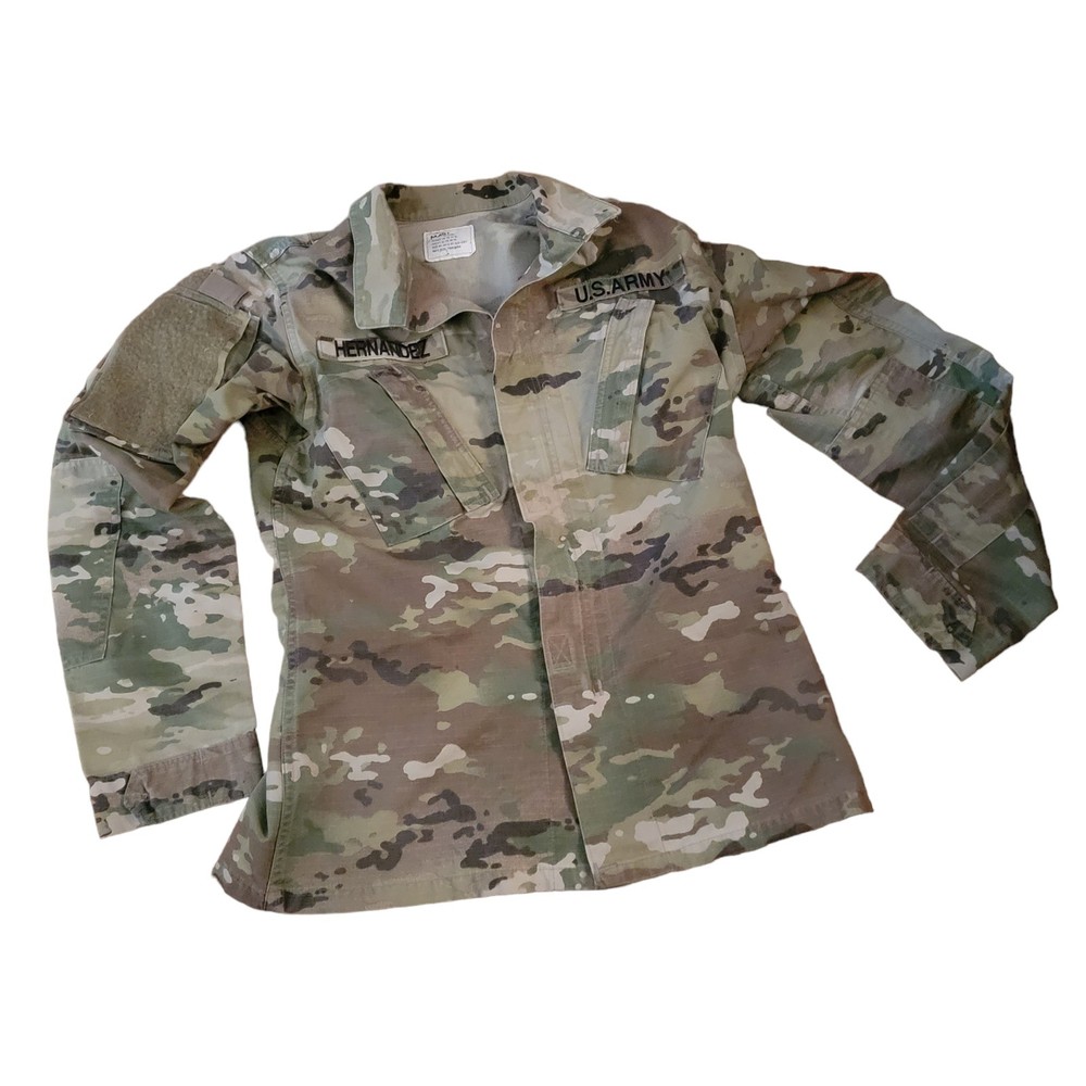 US Army Womens Green Camouflage Field Long Sleeve Button Up Shirt Size 33